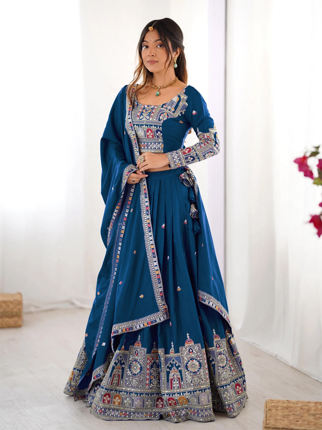 Turquoise Designer lehengha Choli For Women