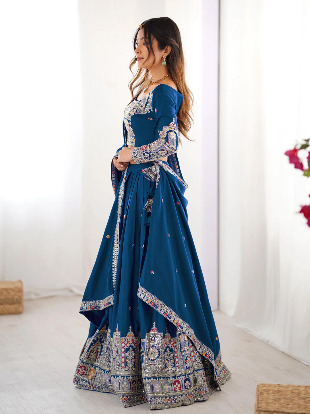 Turquoise Designer lehengha Choli For Women