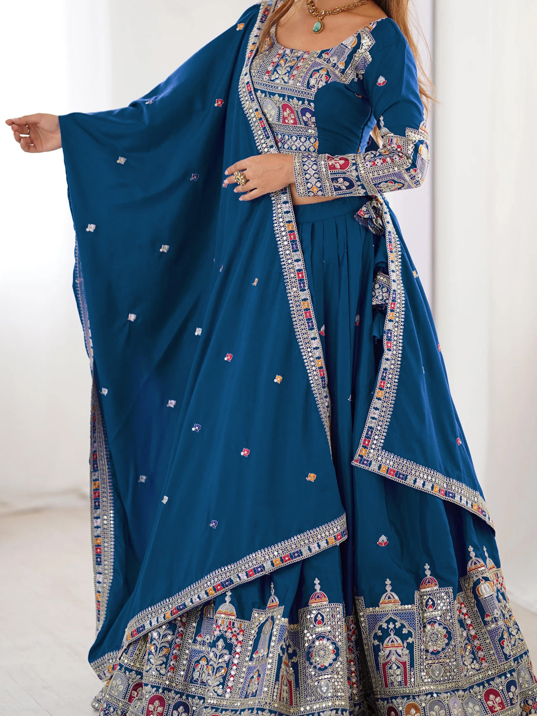 Turquoise Designer lehengha Choli For Women