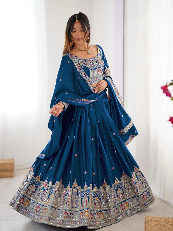 Turquoise Designer lehengha Choli For Women