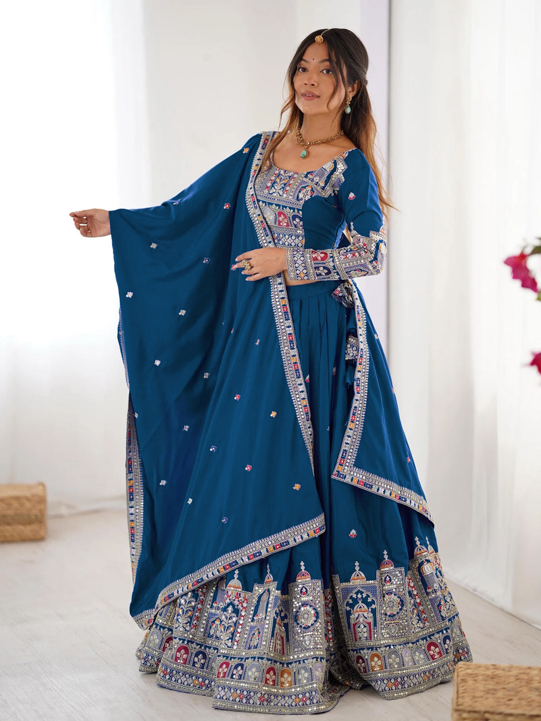 Turquoise Designer lehengha Choli For Women