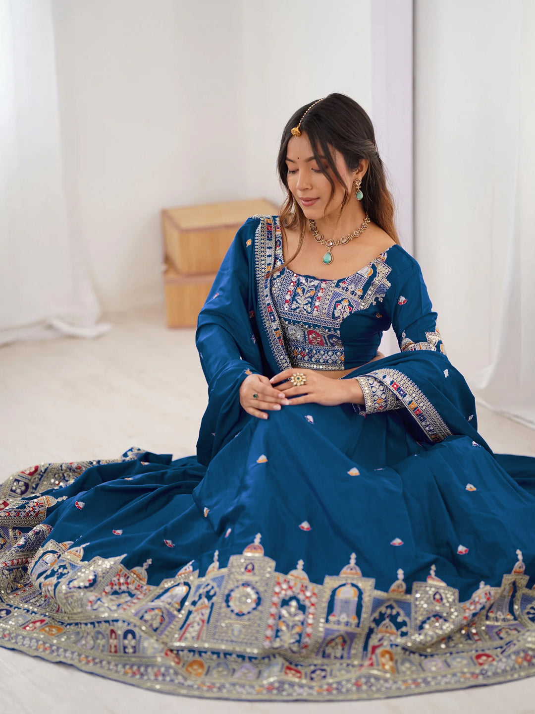 Turquoise Designer lehengha Choli For Women